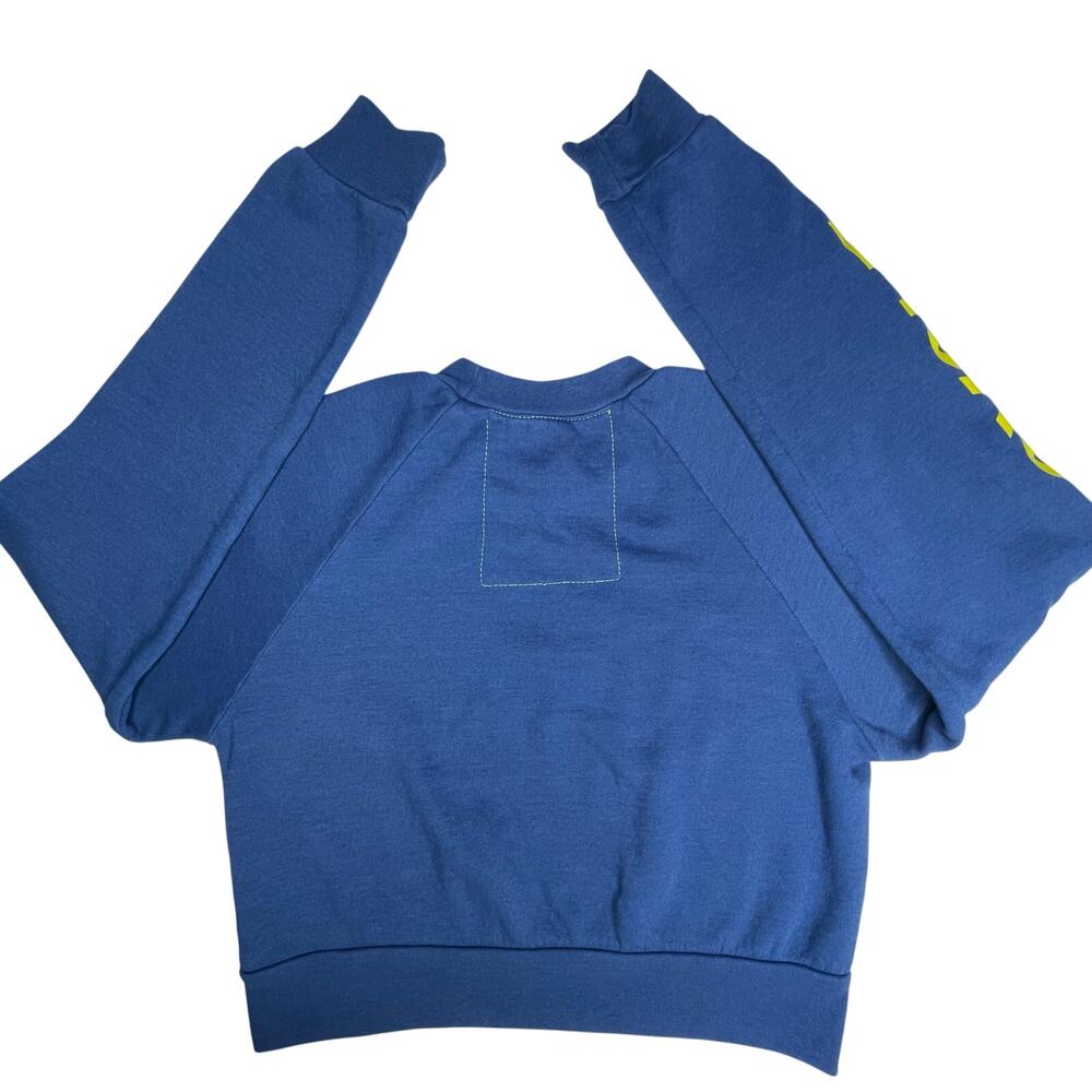 Aviator Nation x SoulCycle cropped crew sweatshirt Medium Blue smiley graphic - Picture 7 of 14
